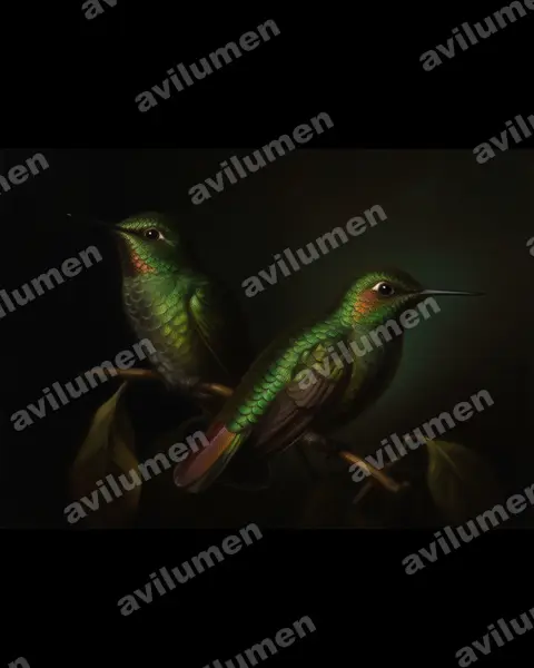 Illustration Huile : Metallura williami (Métallure verte)