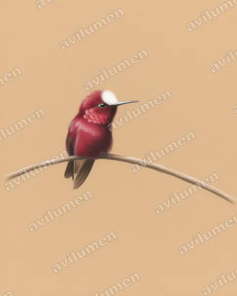 Illustration Crayon de couleur : Microchera albocoronata (Colibri à coiffe blanche)