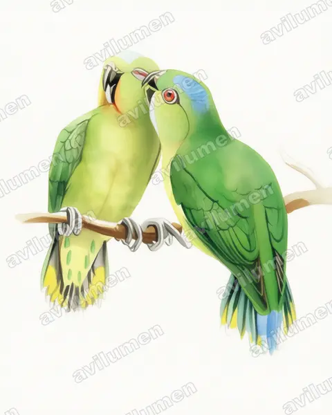 Illustration Aquarelle : Micropsitta finschii (Micropsitte de Finsch)