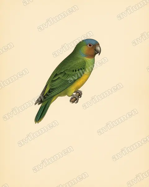 Vintage plate illustration: Micropsitta geelvinkiana (Geelvink Pygmy Parrot)