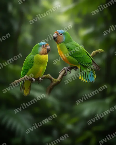 Realistic illustration: Micropsitta geelvinkiana (Geelvink Pygmy Parrot)