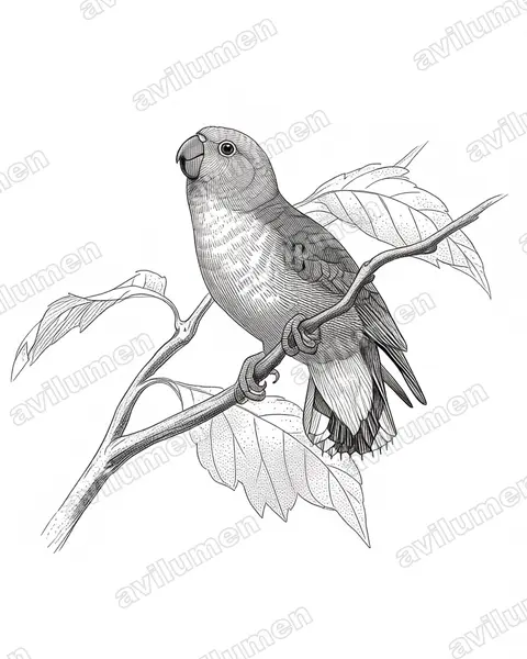 Illustration im Stil Tusche: Gelbkappen-Spechtpapagei (Micropsitta keiensis)