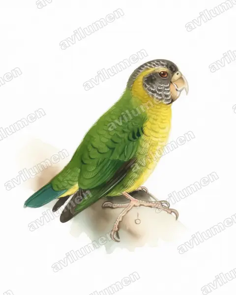Illustration Aquarelle : Micropsitta meeki (Micropsitte de Meek)