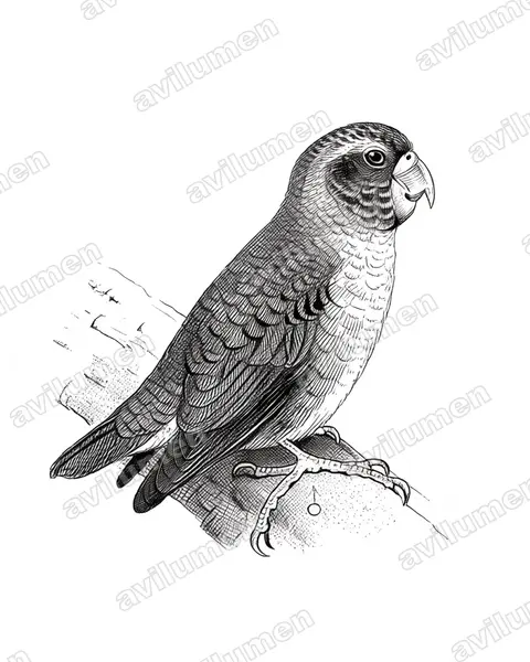 Illustration Encre : Micropsitta meeki (Micropsitte de Meek)