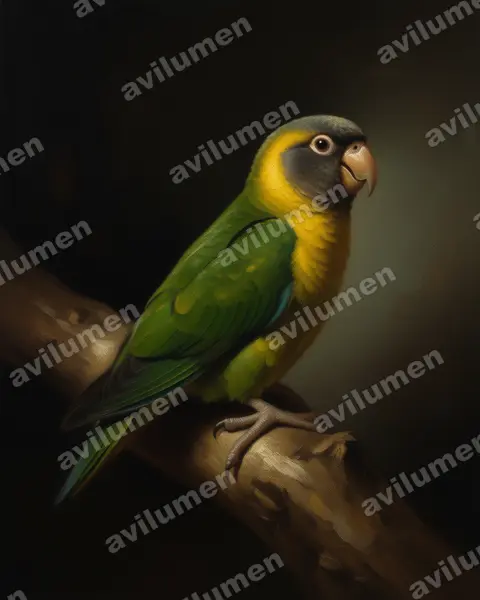 Illustration Huile : Micropsitta meeki (Micropsitte de Meek)