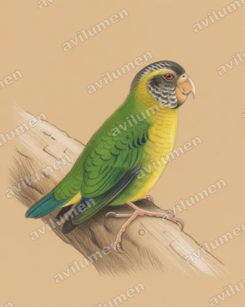 Illustration Crayon de couleur : Micropsitta meeki (Micropsitte de Meek)