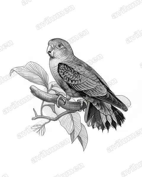Ink illustration: Micropsitta pusio (Buff-faced pygmy parrot)