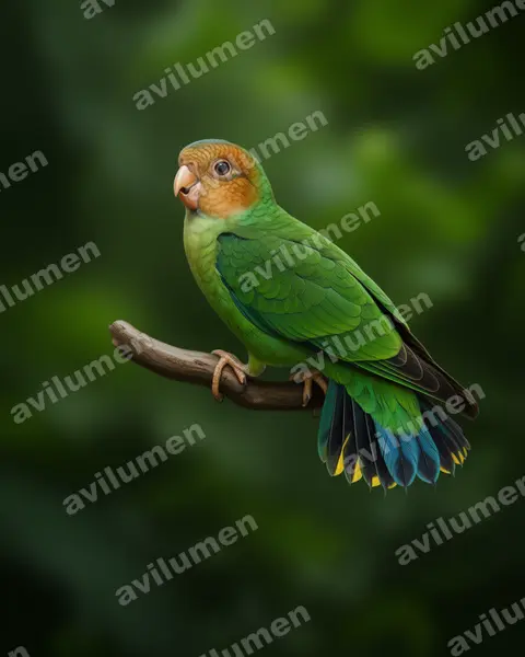 Realistic illustration: Micropsitta pusio (Buff-faced pygmy parrot)