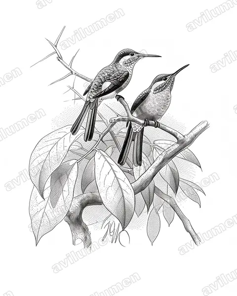 Illustration Encre : Microstilbon burmeisteri (Colibri de Burmeister)