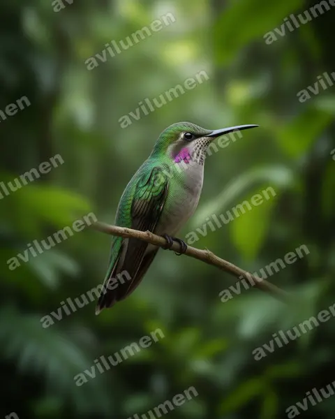 Illustration Réaliste : Microstilbon burmeisteri (Colibri de Burmeister)