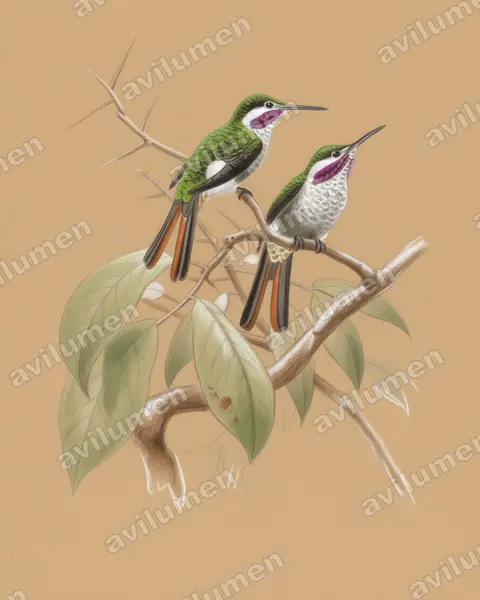 Illustration Crayon de couleur : Microstilbon burmeisteri (Colibri de Burmeister)