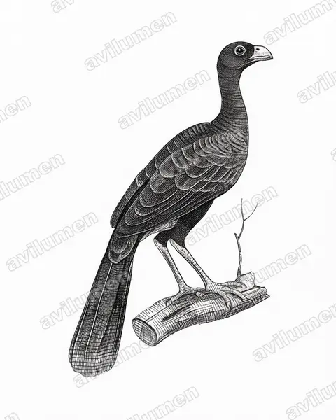 Illustration Encre : Mitu tomentosum (Hocco de Spix)