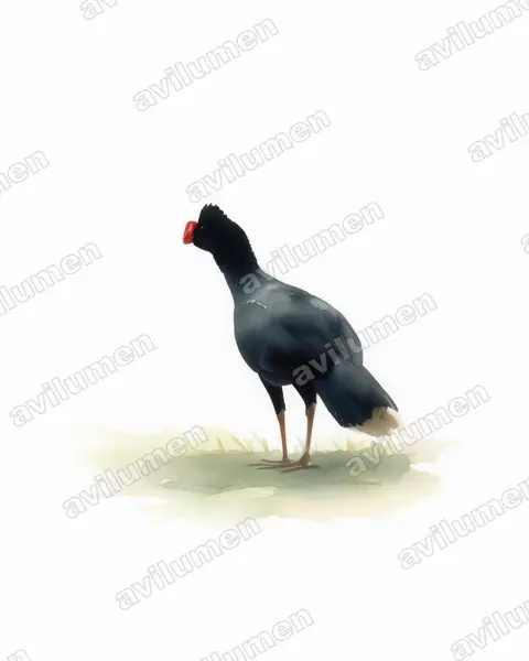 Illustration Aquarelle : Mitu tuberosum (Hocco tuberculé)