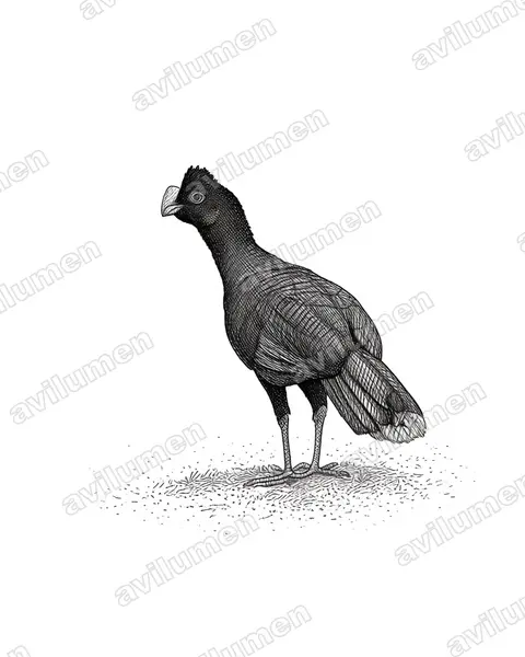 Illustration Encre : Mitu tuberosum (Hocco tuberculé)