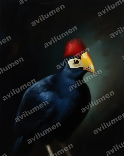 Ross's turaco（Musophaga rossae）的油画插画