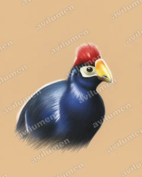 Ross's turaco（Musophaga rossae）的彩色铅笔插画