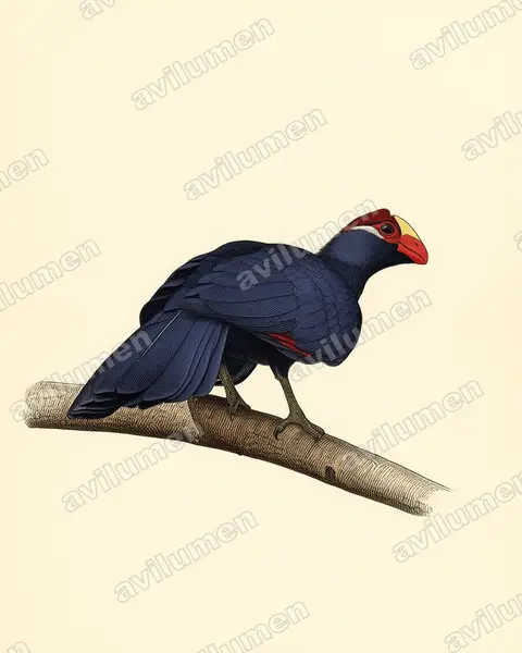 紫蕉鵑（Musophaga violacea）的古典图版插画
