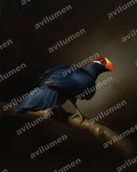 紫蕉鵑（Musophaga violacea）的油画插画