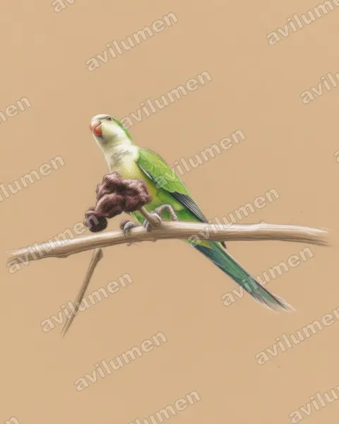 Illustration Crayon de couleur : Myiopsitta luchsi (Conure des rochers)