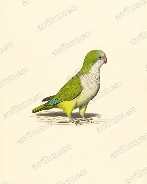 Vintage plate illustration: Myiopsitta monachus (Monk Parakeet)