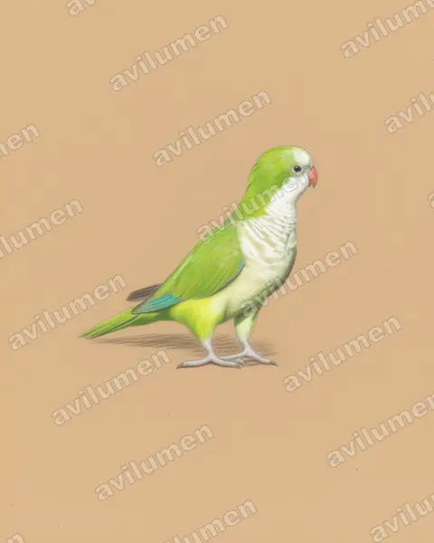 Colored pencil illustration: Myiopsitta monachus (Monk Parakeet)