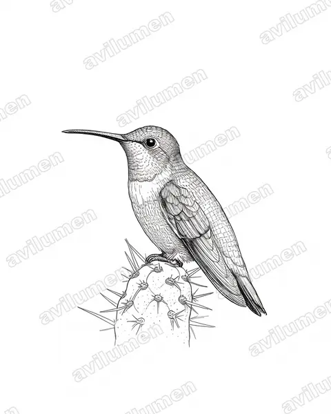Illustration Encre : Myrtis fanny (Colibri de Fanny)