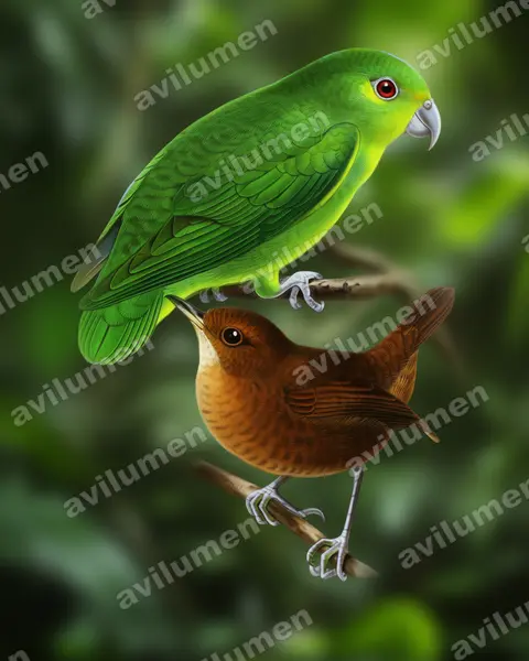 Realistic illustration: Nannopsittaca panychlora (Tepui Parrotlet)