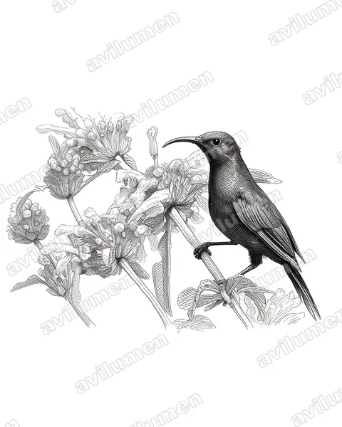 Ink illustration: Nectarinia bocagii (Bocage's Sunbird)