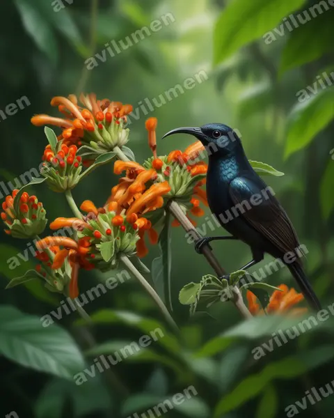 Realistic illustration: Nectarinia bocagii (Bocage's Sunbird)