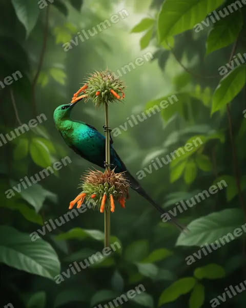 Realistic illustration: Nectarinia famosa (Malachite Sunbird)