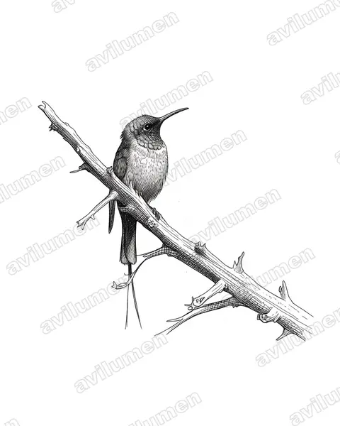 Ilustración en Tinta: Nectarinia johnstoni (Suimanga de Johnston)
