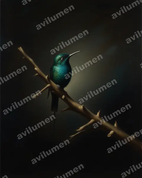 Ilustración en Óleo: Nectarinia johnstoni (Suimanga de Johnston)
