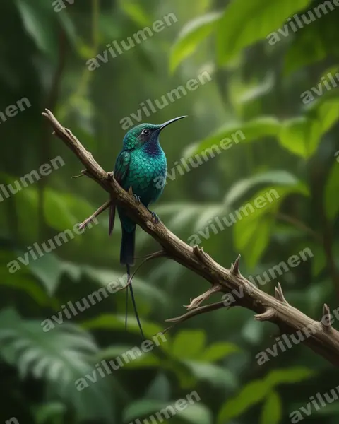 Ilustración en Realista: Nectarinia johnstoni (Suimanga de Johnston)
