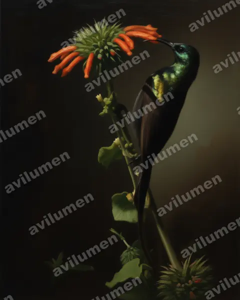 Illustration im Stil Öl: Bronzy Sunbird (Nectarinia kilimensis)