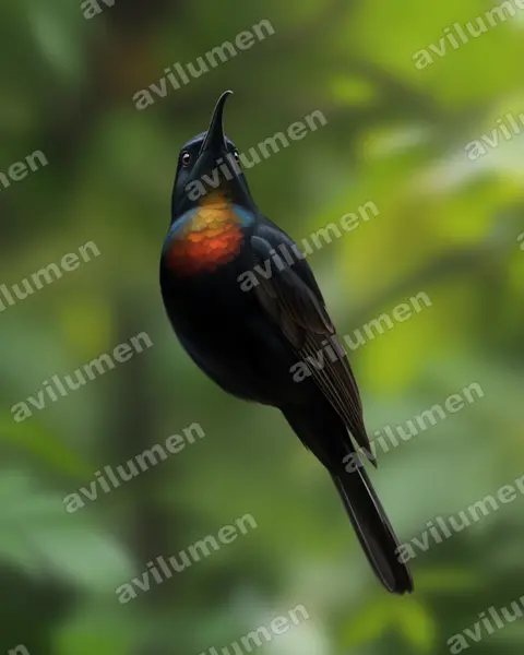 Illustration im Stil Realistisch: Purple-breasted Sunbird (Nectarinia purpureiventris)