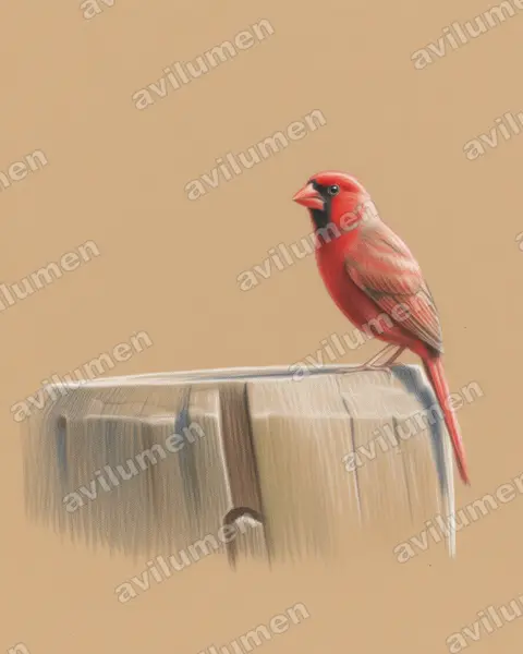 赤胸星雀（Neochmia phaeton）的彩色铅笔插画
