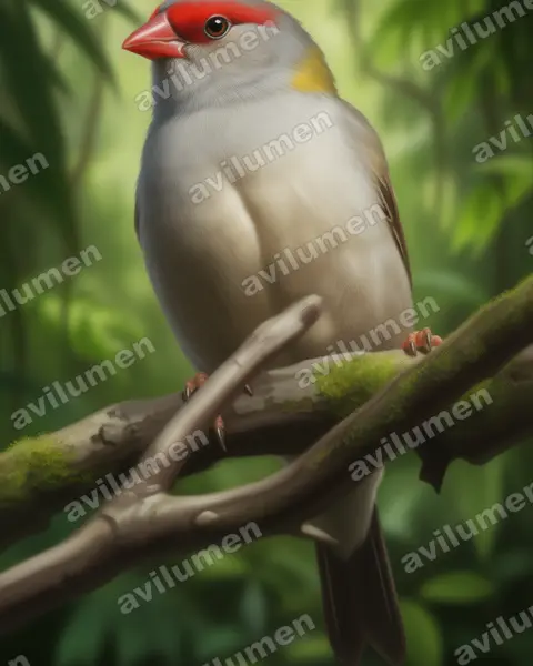 Ilustración en Realista: Neochmia temporalis (Diamante cejirrojo)