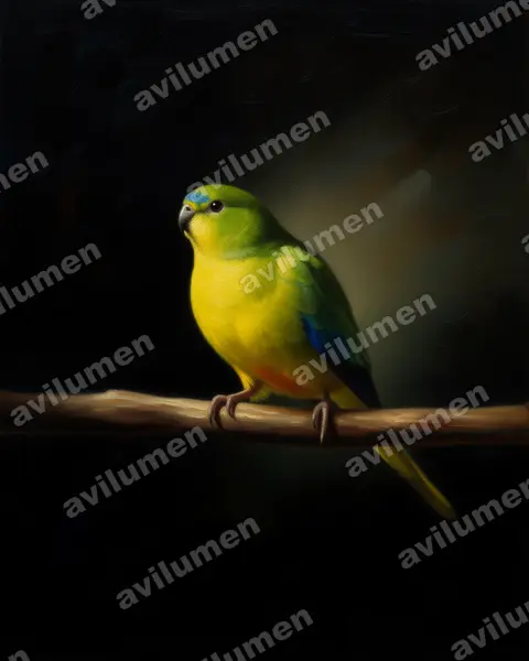 Ilustración en Óleo: Neophema chrysogaster (Periquito ventrinaranja)