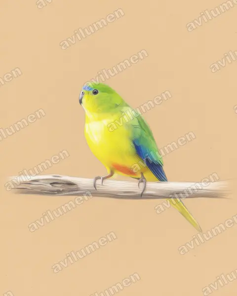 Ilustración en Lápiz de color: Neophema chrysogaster (Periquito ventrinaranja)