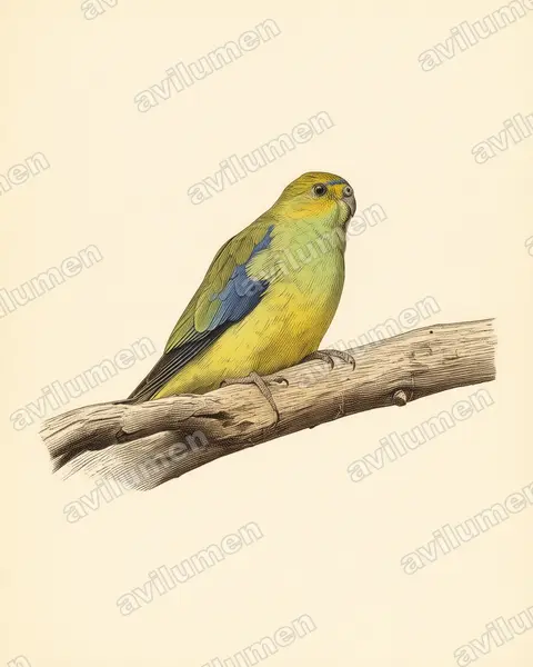 Illustration im Stil Historische Tafel: Feinsittich (Neophema chrysostoma)