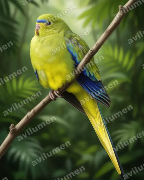 Ilustración en Realista: Neophema elegans (Periquito elegante)