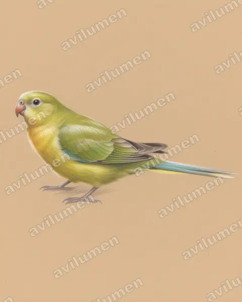 Illustration Crayon de couleur : Neophema petrophila (Perruche des rochers)