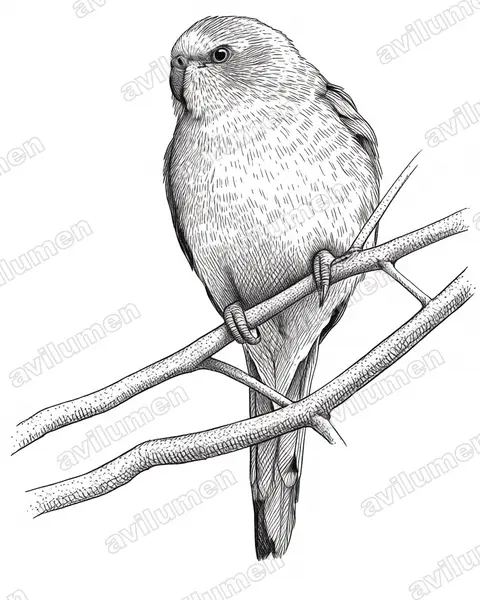 Ilustración en Tinta: Neophema pulchella (Periquito turquesa)