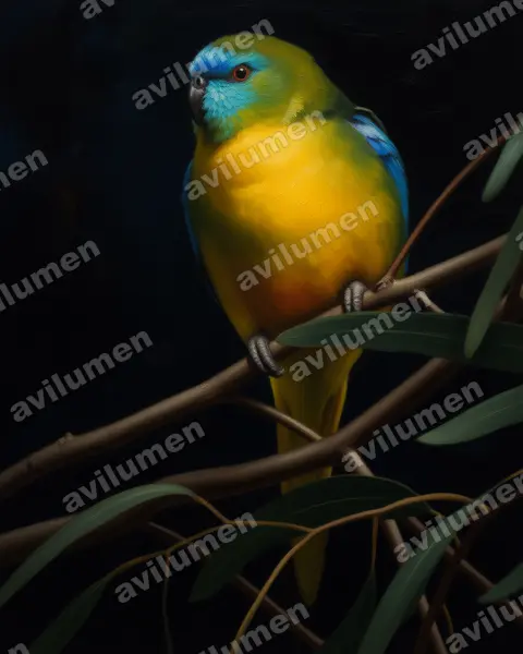 Ilustración en Óleo: Neophema pulchella (Periquito turquesa)