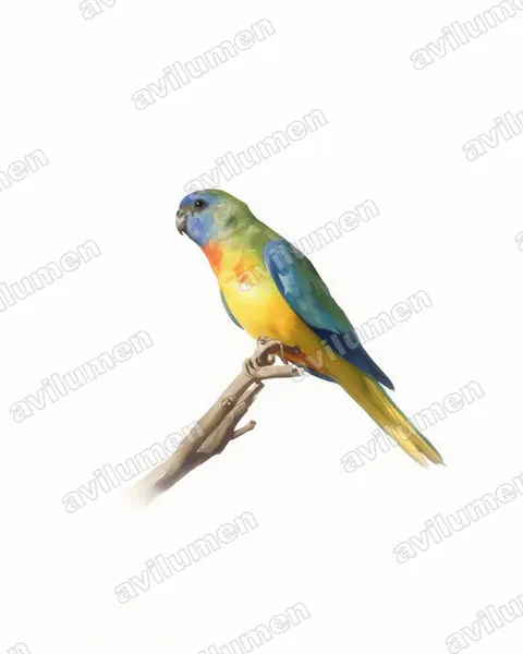 红胁鹦鹉（Neophema splendida）的水彩插画