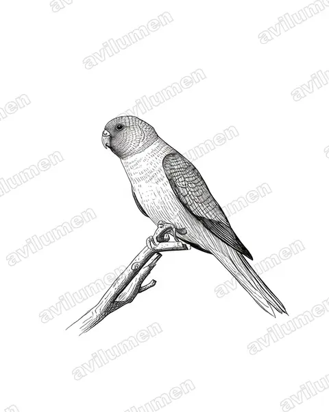 红胁鹦鹉（Neophema splendida）的钢笔墨线插画