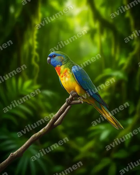 红胁鹦鹉（Neophema splendida）的写实插画