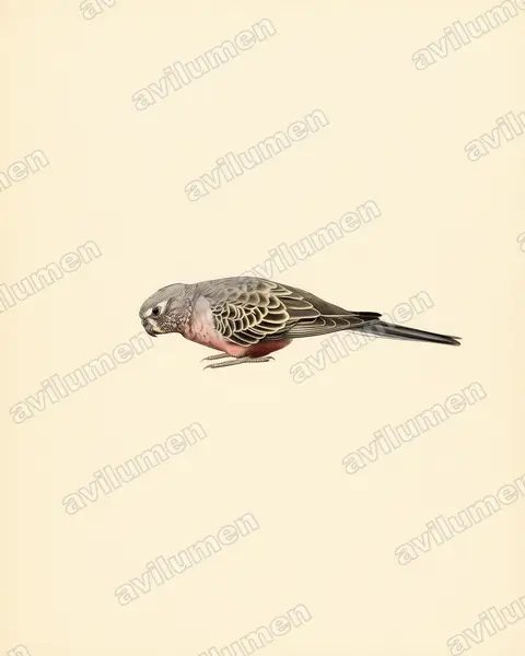 伯基氏鸚鵡（Neopsephotus bourkii）的古典图版插画
