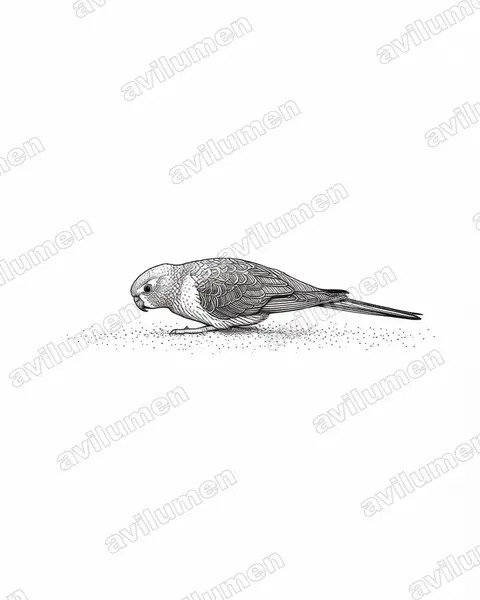 伯基氏鸚鵡（Neopsephotus bourkii）的钢笔墨线插画
