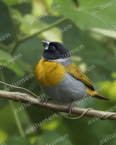 Illustration im Stil Realistisch: Halsbandastrild (Nesocharis ansorgei)